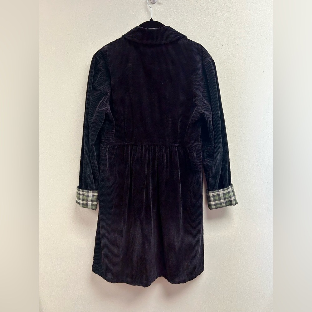 Dark Cottagecore Prairie Modest Black Corduroy Size 8 Vintage Dress Shacket Boho - Picture 8 of 12
